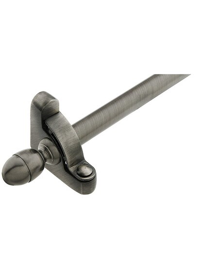 28 1/2 inch Heritage Acorn Tip Stair Rod - 1/2 inch Diameter Brass With Standard Brackets in Antique Pewter.